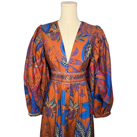 FARM Rio Orange and Blue Maxi Dress - Picture 10 of 12